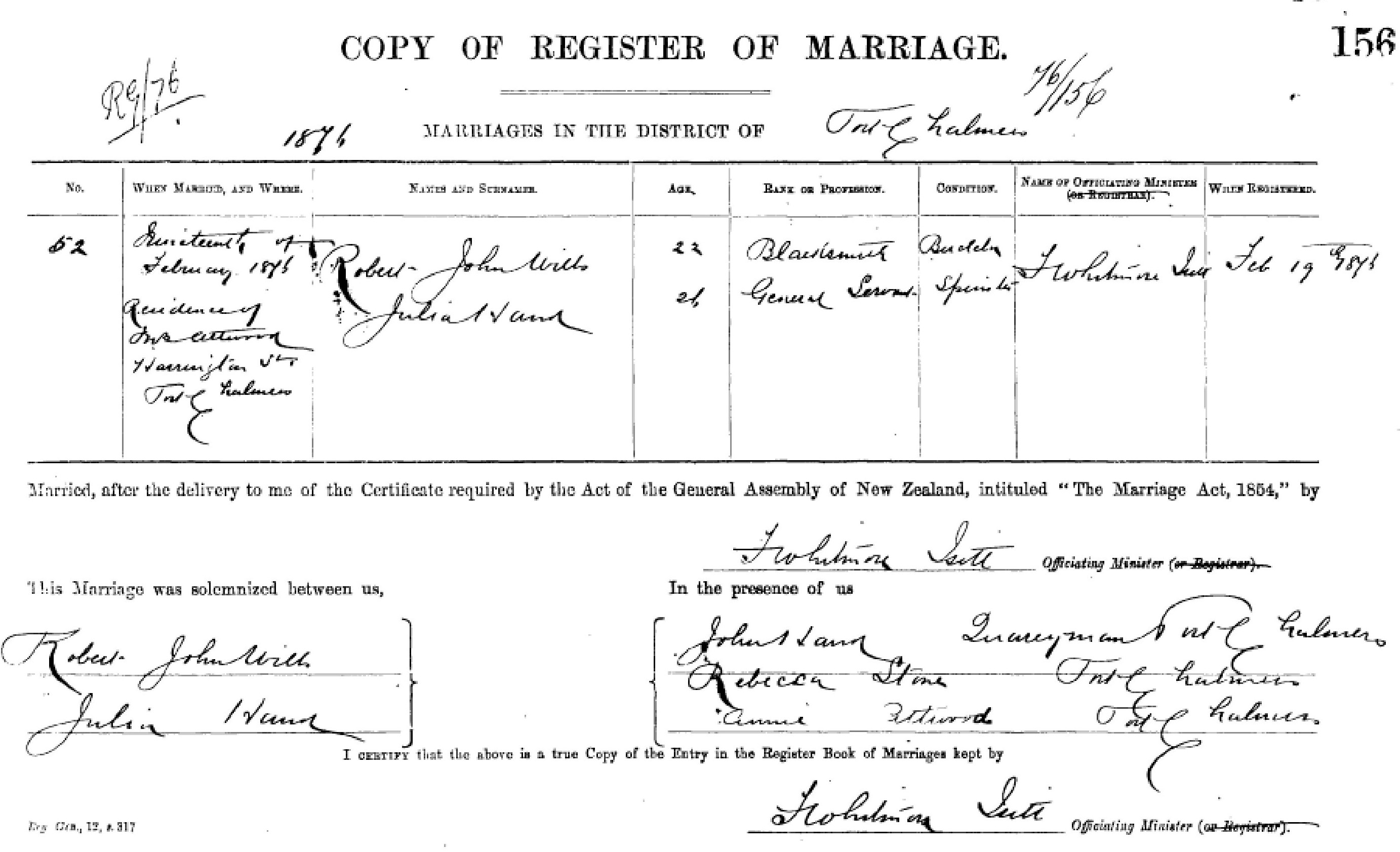 Hand Wills Marriage 1876